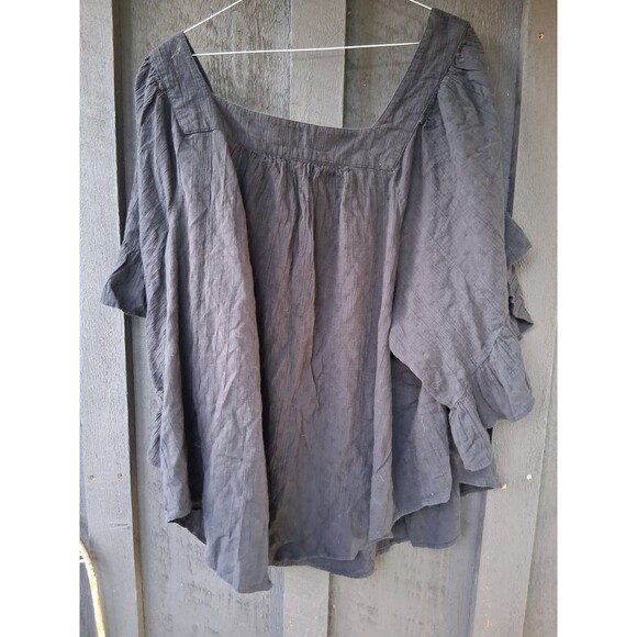 Terra & Sky Black Short Sleeve Blouse Sz 4X - Picture 2 of 2